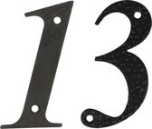 AMIG Huisnummer 13 - massief gesmeed staal - 10cm - incl. bijpassende schroeven - zwart