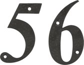 AMIG Huisnummer 56 - massief gesmeed staal - 10cm - incl. bijpassende schroeven - zwart
