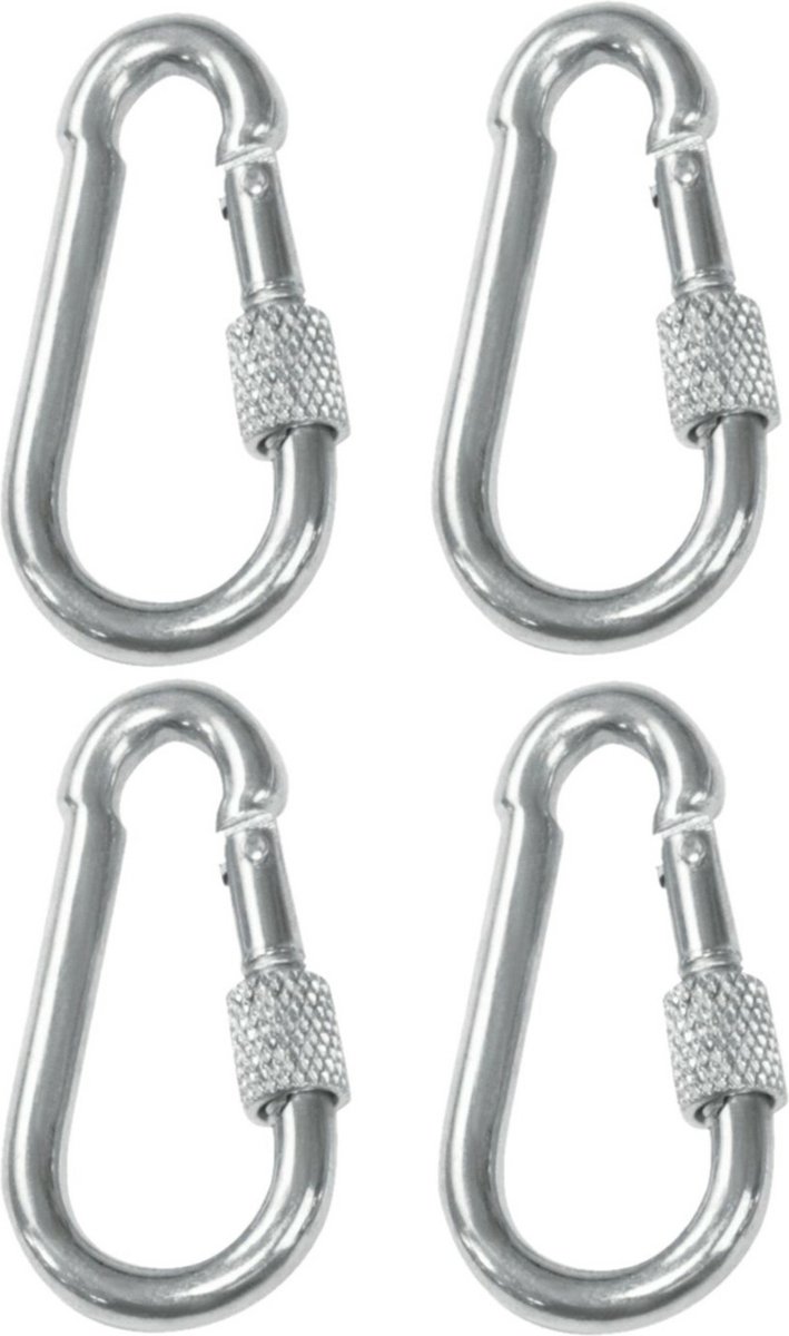 AMIG Karabijnhaak met schroefsluiting - 4x - 6 x 60mm - gegalvaniseerd staal - 120kg - musketonhaak