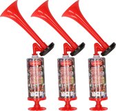 Klaxon de station - 3x - rouge - pompe manuelle/air - klaxon pneumatique - supporter de football