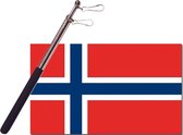 Landen vlag Noorwegen - 90 x 150 cm - met compacte draagbare telescoop vlaggenstok - zwaaivlaggen