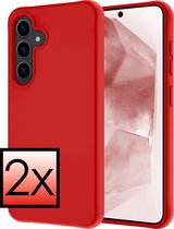 Hoes Geschikt voor Samsung A55 Hoesje Cover Siliconen Back Case Hoes - Rood - 2x