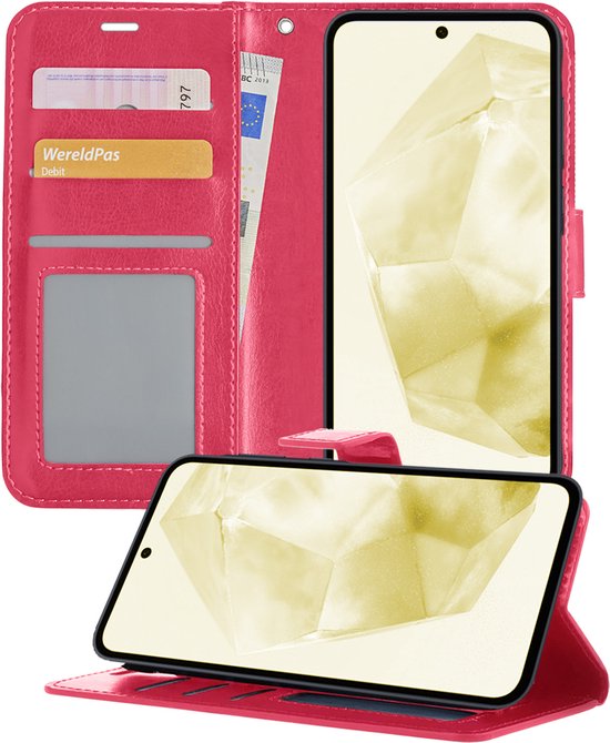 Étui pour Samsung A35 Case Book Case Cover Wallet Cover - Étui pour Samsung Galaxy A35 5G Case Bookcase Cover - Rose foncé