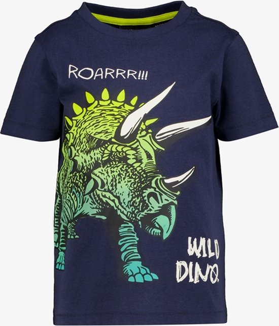 Unsigned jongens T-shirt blauw met dino - Maat 110/116