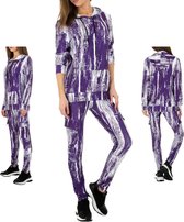 Fashion 2 delig huispak violet paars wit S/M 36/38