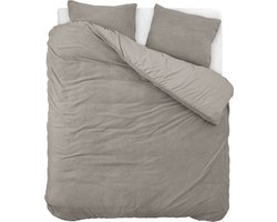 Droomtextiel Teddy Dekbedovertrek Kaki - 200x200/220 cm - Luxe Teddystof - Heerlijk Zacht