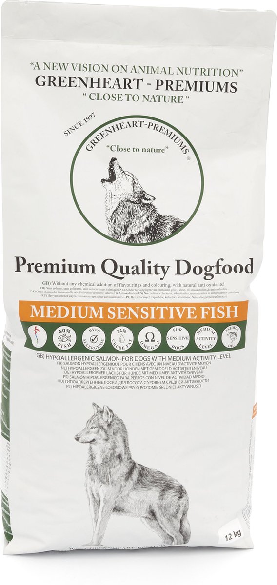 Greenheart-premiums Greenheart hondenvoer Medium Sensitive Fish 12 kg - Hond