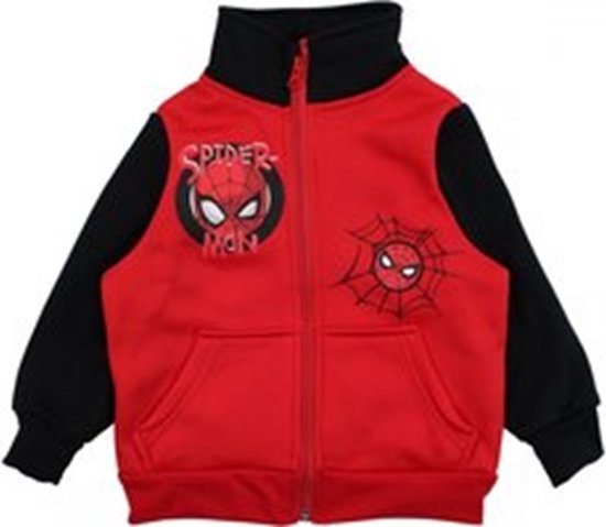 Spiderman jas - vest - sweater - rood - zwart - maat 98 - 3 jaar
