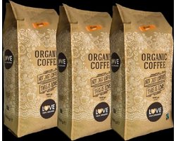 Love 100% Organic Koffiebonen Voordeelverpakking 3 x 1000 gram = Regular 5 = Fairtrade Koffiebonen