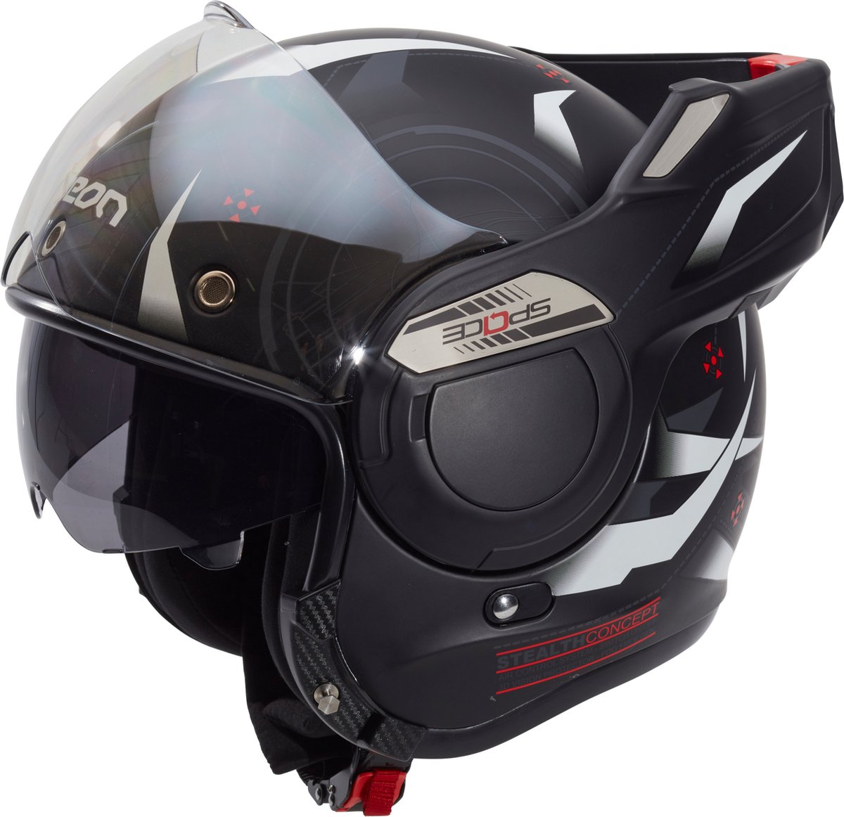 BEON B707 STRATOS Stealth - Motorhelm - Sportieve Fighterjet Systeemhelm - Brommerhelm - S
