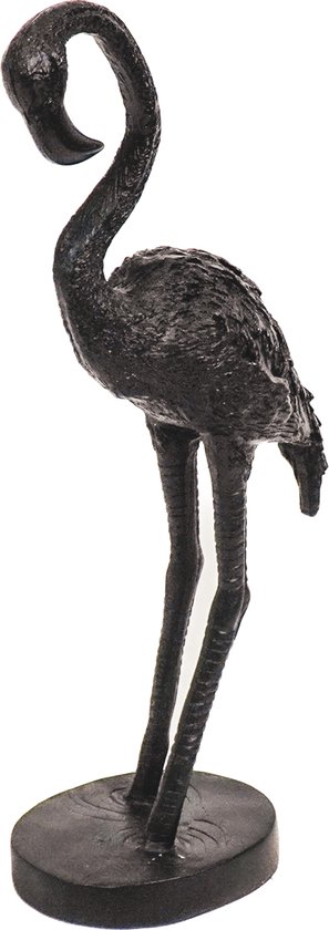 Housevitamin Flamingo Beeld -Polyresin - Zwart - 9x7,5x19,5cm