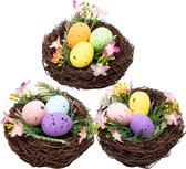 27 stuks lente Pasen kunstvogelnest accessoires knutselen nest kleurrijke gevlekte eieren bloem blad simulatie levensecht versiering binnen buiten tuin binnenplaats boom huis Pasen decoratie