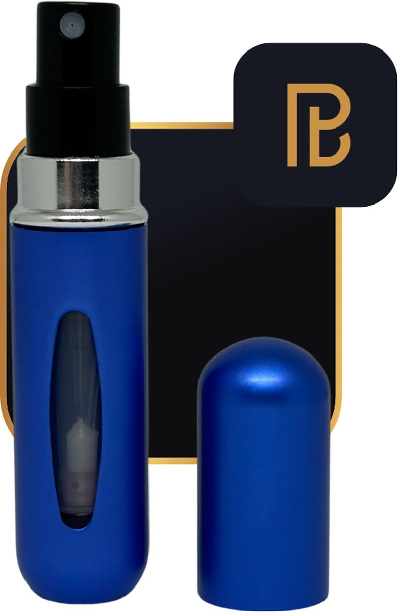 PerfumeBuddy - The Mini Buddy® - VALENTIJNSDEAL - Parfum Verstuiver - 5ML - Navulbaar - Reisflesje - Mini Parfum Flesje - Matt Blauw