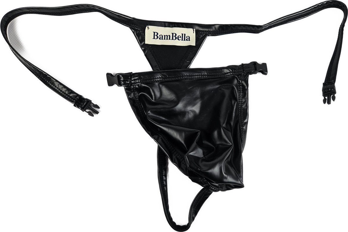 Goedkoopste BamBella® open kruis string Maat L/XL nep leer voor mannen - BDSM Erotische Sex kleding