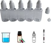 Kunststof flesjes van 30 ml - 5 stuks - Klein flesje plastiek - Olie - Vloeistoffen - met druppelteller - tattoo inkt - Olie - Verzorging - reisflacon - vape -liquid bewaren