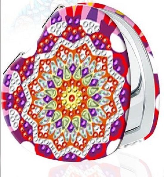 5D Mandala Diamond Painting Spiegel Bastelset – DIY Kosmetikspiegel Mit Strass, 20 Cm Durchmesser, Inkl. Zubehör