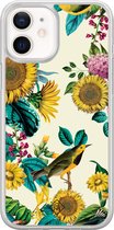 Casimoda® hoesje - Geschikt voor iPhone 12 Mini - Zonnebloemen / Bloemen - 2-in-1 case - Schokbestendig - Bloemen - Verhoogde randen - Multi, Transparant