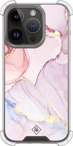 Casimoda® hoesje - Geschikt voor iPhone 13 Pro - Marmer roze paars - Shockproof case - Extra sterk - TPU/polycarbonaat - Paars, Transparant