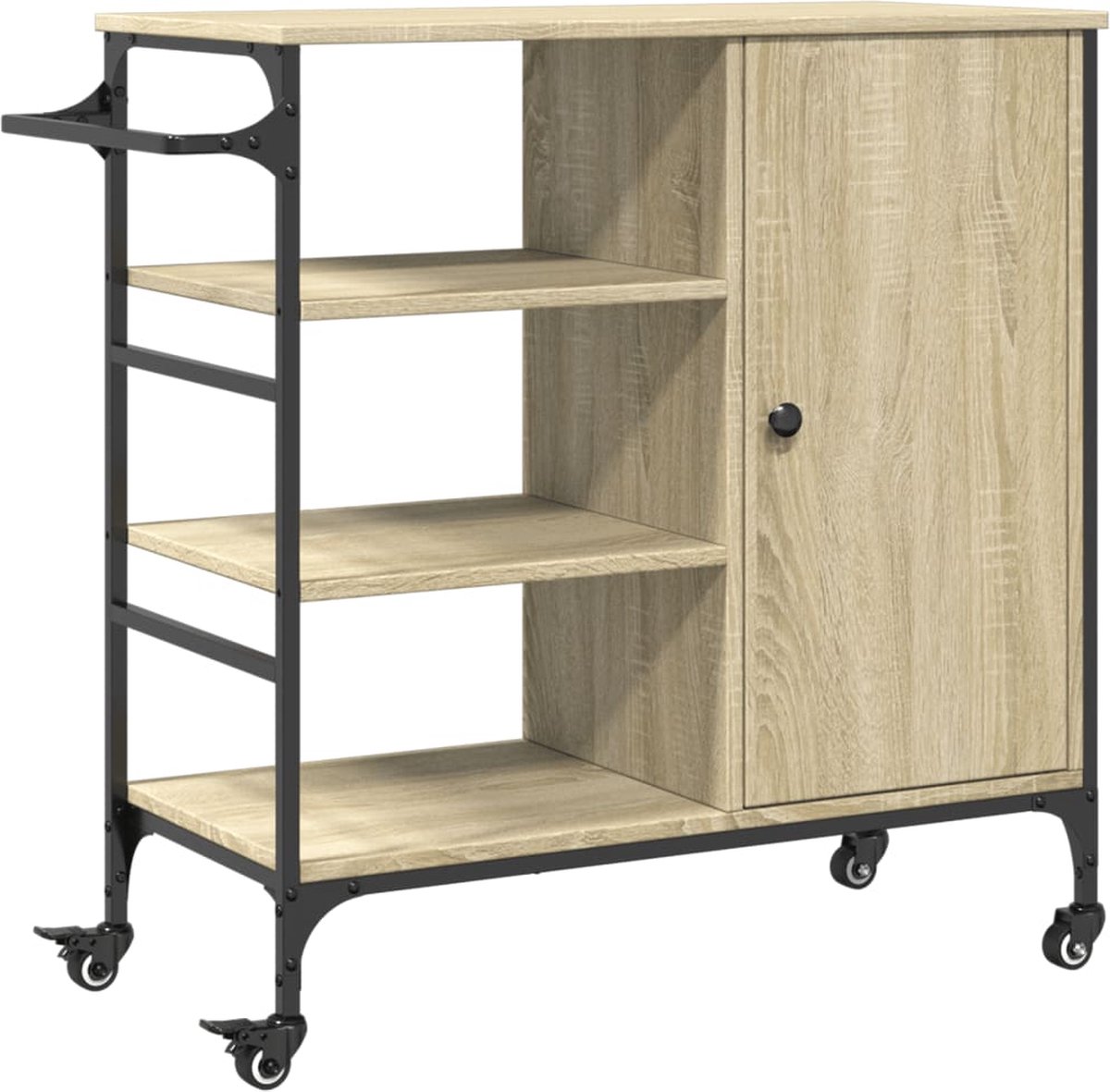 vidaXL - Keukentrolley - 87,5x38,5x84,5 - cm - bewerkt - hout - sonoma - eikenkleur