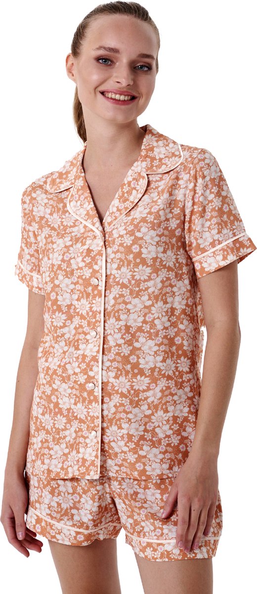 Feyza Dames Short Pyjama Set Oranje