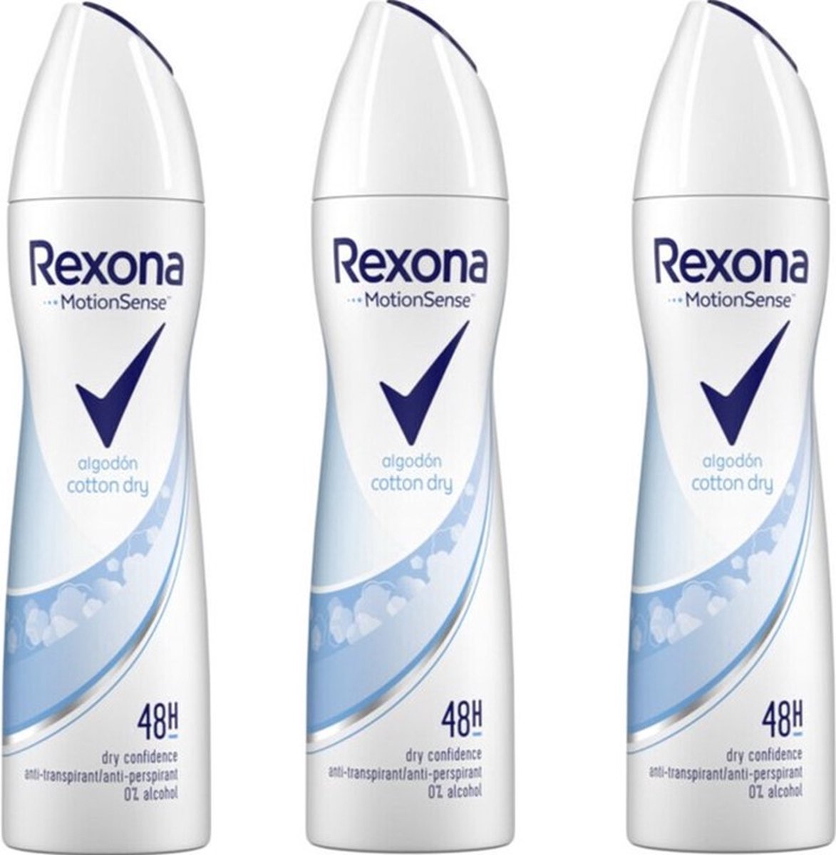 Goedkoopste Rexona Deospray - Cotton Dry - Voordeelverpakking 3 x 150 ml