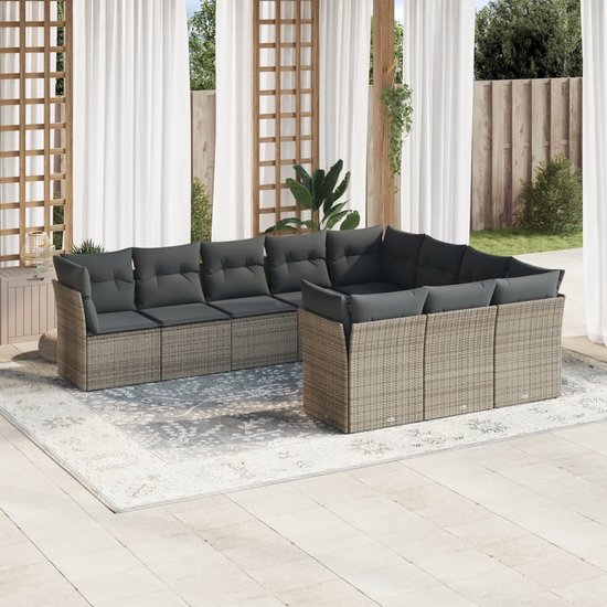 vidaXL-10-delige-Loungeset-met-kussens-poly-rattan-grijs