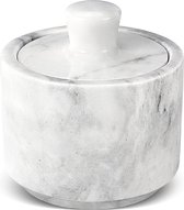 Marmeren zoutkelder met deksel, multifunctionele marmeren container voor zout, peper, paprika en kruidenpoeder, marmeren doos voor sieraden, horloges en accessoires (wit