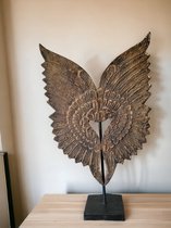 Sculptuur Houten Vleugels op Voet 70 cm Decoratie Oosters Handgemaakt