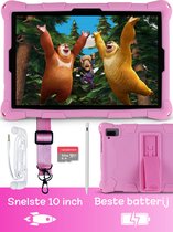 Bosstony® Kindertablet 10 inch - Ouderlijk Toezicht - 6000mAh Batterij - Incl 2x Screenprotector - Android 13 - Full HD - Kindertablet vanaf 3 jaar - 6 GB Ram - 2.0GHz processor - 128Gb geheugen - Speelgoed vanaf 3 jaar - Roze