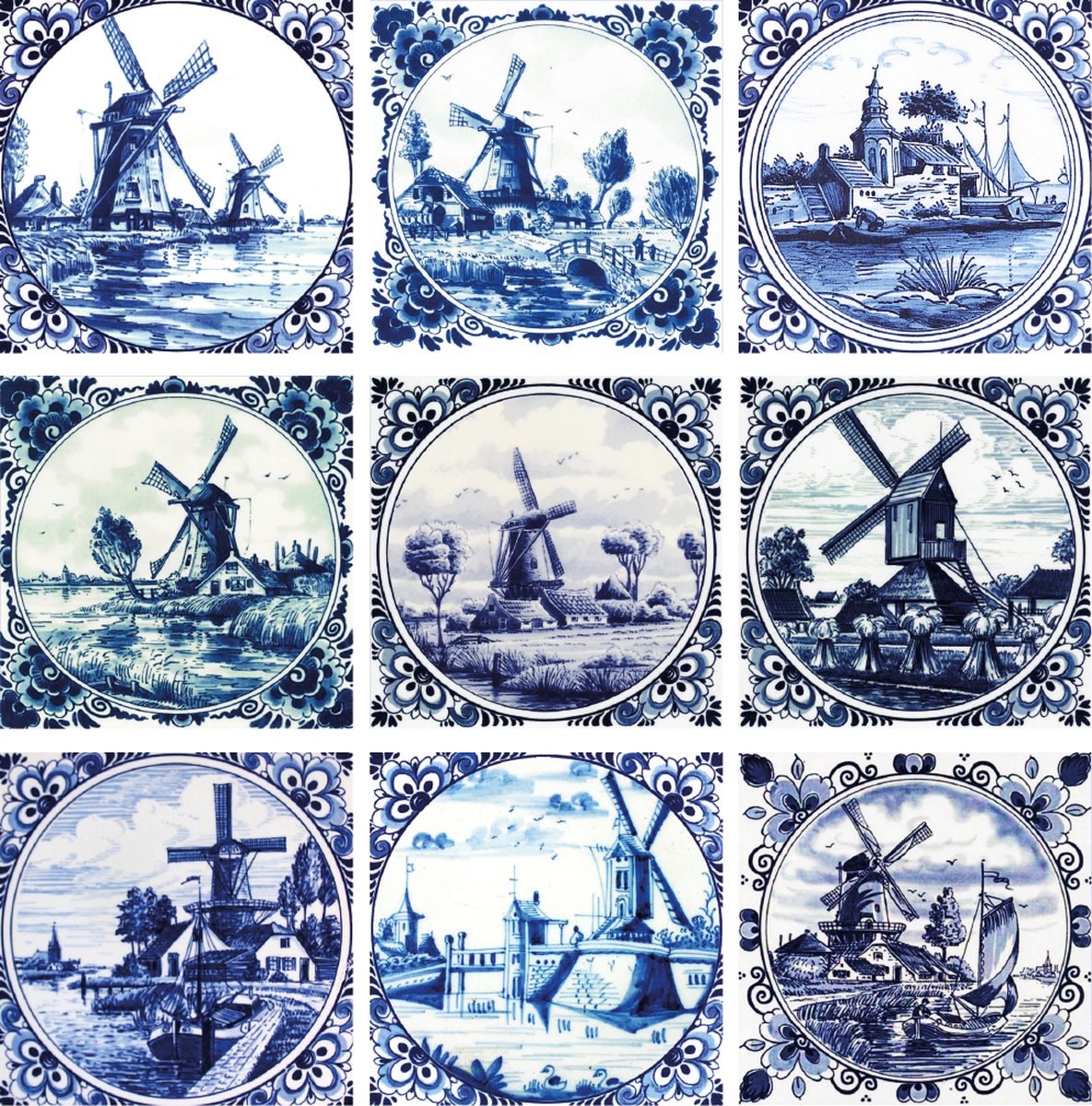 9 stuks 15x15cm Delfts Blauw tegelstickers - badkamer, keuken en toilet - zelfklevend - peel and stick - decoratiestickers - plakfolie stickers - backsplash