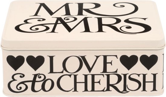 Emma Bridgewater - Boîte de Rangement Black Toast Mr & Mrs - Boîte - Crème/ Zwart - Rectangle - 19,5 x 15,4 x 7,5 cm