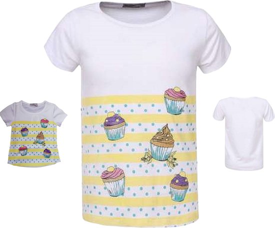 Glo-Story  t-shirt cupcakes geel 98