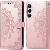 iMoshion Hoesje Geschikt voor Samsung Galaxy A35 Hoesje Met Pasjeshouder - iMoshion Mandala Bookcase - Rosé Goud
