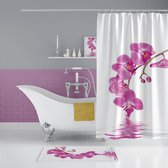 Casabueno - Douchegordijn 120x200 cm - met Ringen - Badkamer Gordijn - Shower Curtain - Waterdicht - Sneldrogend en Anti Schimmel - Wasbaar en Duurzaam - Orchid