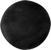 Heaven | Rond Hoogpolig Vloerkleed | Black | Hoogwaardige Kwaliteit | 200x200 cm