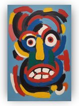 Gezicht abstract Karel Appel stijl poster - Karel Appel muurdecoratie - Wanddecoratie mensen - Muurdecoratie landelijk - Woonkamer posters - Slaapkamer muurdecoratie - 80 x 120 cm