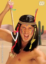 WIDMANN - Zwarte indianen pruik met hoofdband voor mannen - Pruiken
