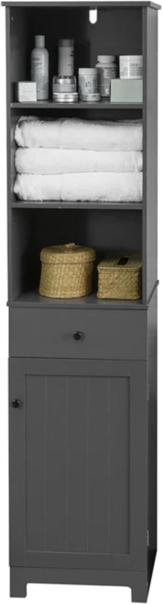 Simpletrade - Hoge badkamerkast - Badkamerrek - Grijs - 40x161x35 cm