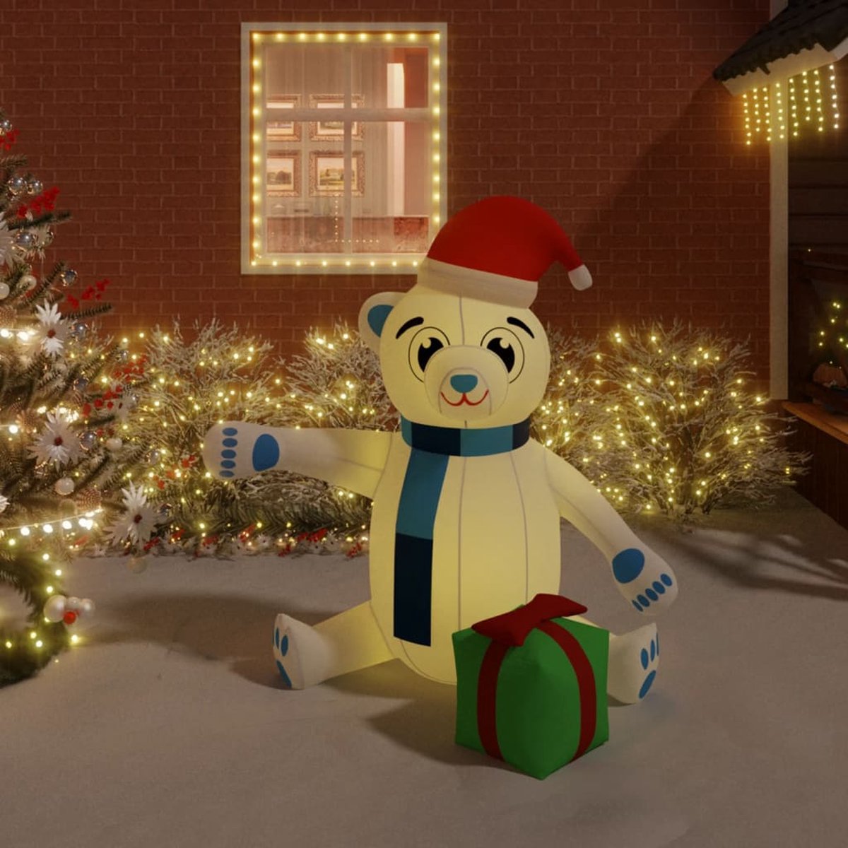 Beroli - Kerstbeer - Met LED's - Opblaasbaar - 180 cm: Feestelijke en Opvallende Kerstdecoratie met Ingebouwde LED-verlichting