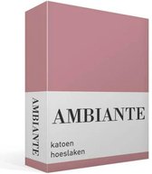 Ambiante Cotton Uni - Hoeslaken - Eenpersoons - 90x200 cm - Pink