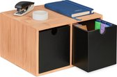 Organisateur de bureau Relaxdays avec 2 tiroirs - bac de rangement de bureau - organiseur de bureau en bambou - stylos