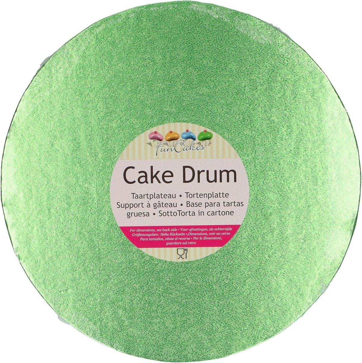 FunCakes Cake Drum Rond - Licht Groen - Ø25 cm / 12 mm - Taartonderlegger - Taartkarton