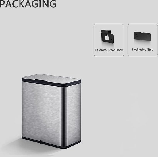 Poubelle de cuisine à pédale - ADMIRAL - KITCHEN MOVE - 50L - Design - Gris mat en acier inox - Maison