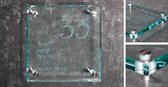 Glazen naambordje met naam en huisnummer - naambordje - nummerbordje - glazenbordje - naamidentificatie - deurbordje - decoratiebordje