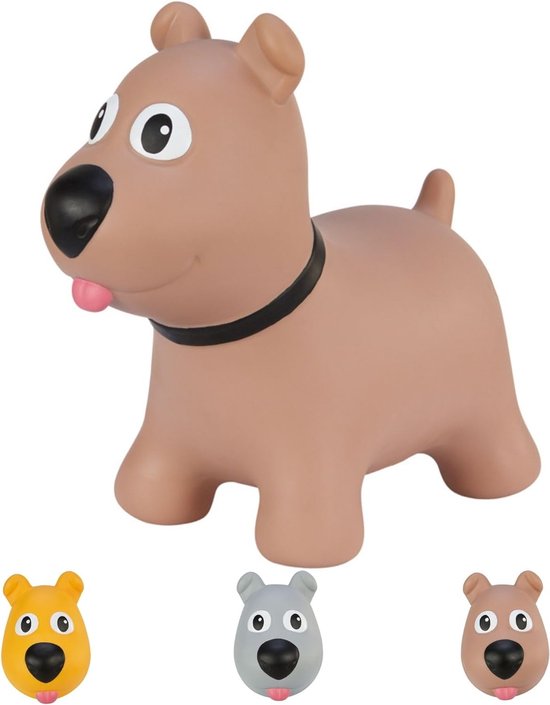 Tootiny Springen & Stuiteren Hond Spacehopper - Incl. Pomp - Verpakt in Geschenkdoos - Speelgoed 1+ Jaar - Bruin