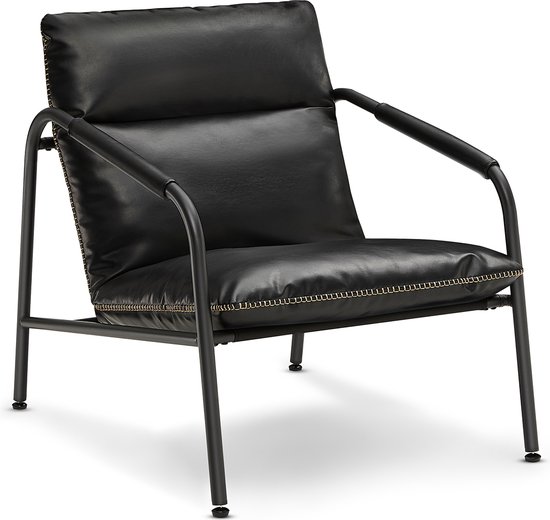 Sekh Fauteuil Loungestoel Relaxstoel armleuningstoel met metalen frame kunstleer... bol