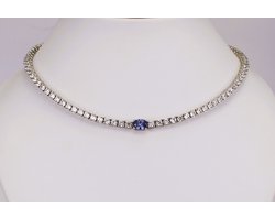 Brigada 925 zilver tenniscollier met zirkonia's en prachtige paarse zirkonia