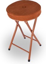 Klapstoel met zithoogte van 45 cm Vouwstoel velvet zitvlak - stoel - tafelstoel- RIBCORD - tafelstoel - klapstoel - Velvet klapstoel - Luxe klapstoel - Met kussentjes - FLUWEEL- Stoelen - Klapstoelen - Stoeltje - Premium chair - Cognac