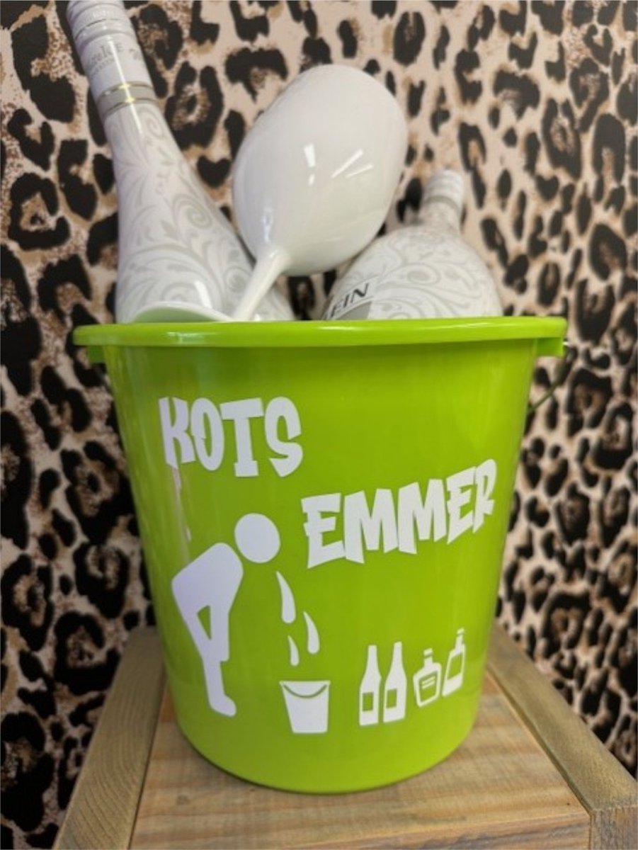 Goedkoopste Kotsemmer- Lime groen-witte letters Kots emmer- Verjaardag cadeau-18 jaar- feest- cadeau tip- 18 plus.