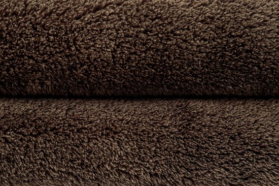 Tapiso Tapis câlin à poils longs marron antidérapant pour salon - 80 x 150 cm